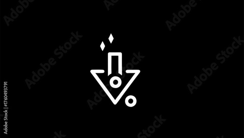 White Percent Down Arrow Icon Animation on Black Background