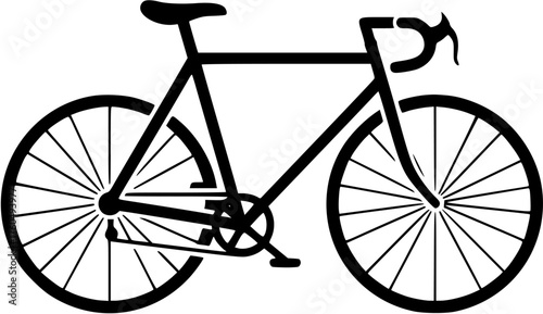 Road bike black silhouette icon, cycling transportation symbol in simple style.