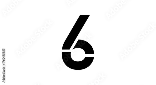 Minimalist Number Six Logo Design with Negative Space Circle on White Background