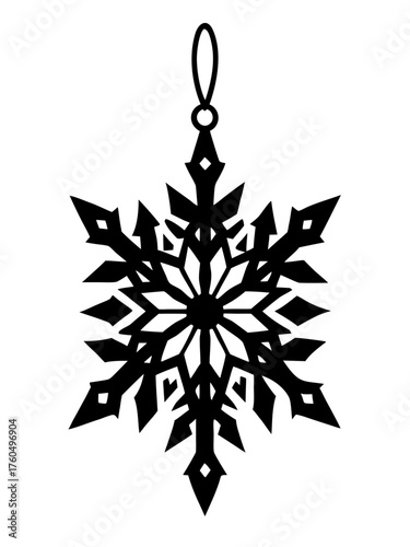 Elegant snowflake silhouette transforms into a festive christmas ornament vector illustration
