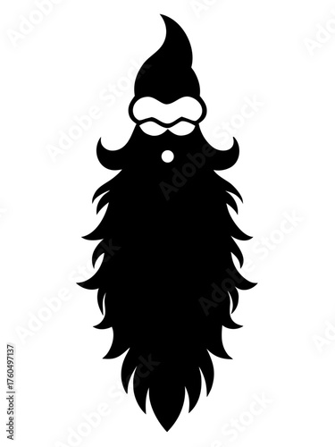 Black silhouette of santa claus beard and hat stylized christmas vector illustration icon