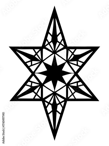 Intricate star snowflake silhouette vector illustration scalable graphic design element