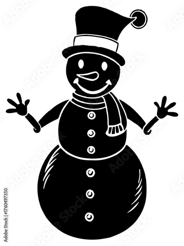 Christmas snowman silhouette with santa hat vector illustration festive winter holiday icon