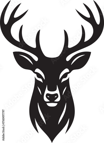 Stylized Deer Head Silhouette Vector Icon - Stag Buck Logo for Hunting and Outdoors