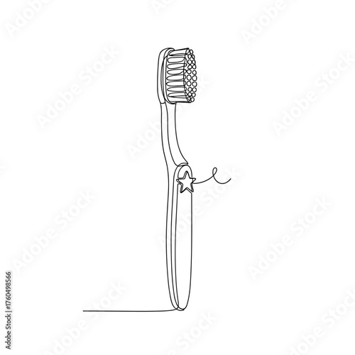 Toothbrush with star detail in minimal line drawing on white