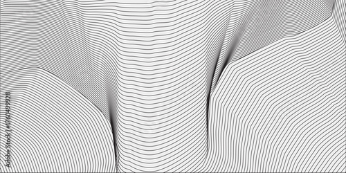 Abstract Black smooth wave on a white background. Dynamic sound wave. Design element. Vector illustration.