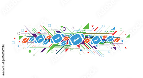 Vibrant football design featuring modern geometric accents, perfect for spirited sports branding and energetic event promotions with a playful dynamic feel