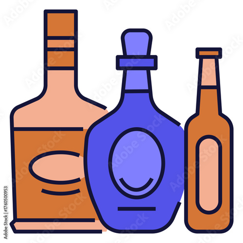 Beer Whisky And Tequila Icon Filled Outline Style