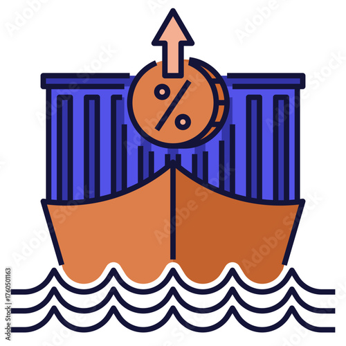 Tariff Barrier Icon Filled Outline Style
