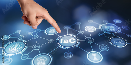 Infrastructure as Code (IaC) automates and manages IT infrastructure using configuration files for consistency and efficiency