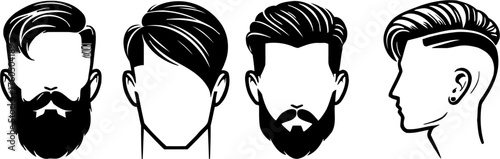 Modern Men’s Haircut Silhouette Vector – Stylish Male Hairstyle Collection