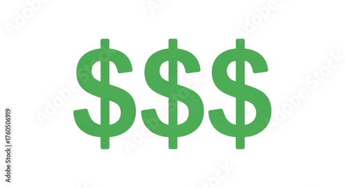 Three green dollar signs indicating a large amount of money, wealth, or a high cost