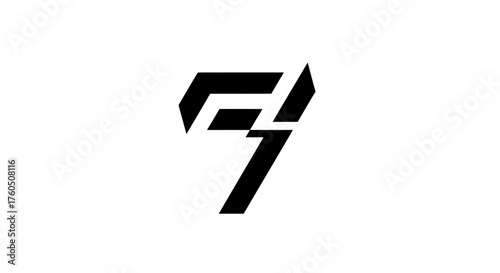 Bold and modern number seven logo concept in a clean black and white design aesthetic