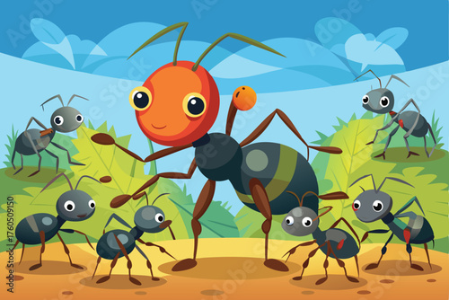 Ant Colony Illustration – Insect Life, Nature Scene, and Cartoon Ant Characters