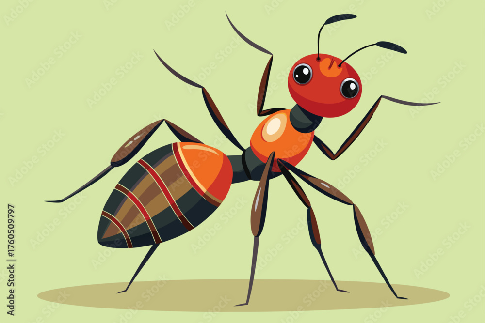 Fototapeta premium Cartoon Ant Vector Illustration – Cute Insect Design