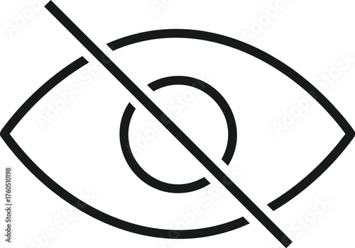 Icon of an eye with a diagonal line through it symbolizing no visibility or privacy protection