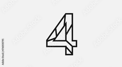 Geometric number four vector design concept with modern and edgy visual appeal for branding