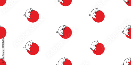 cat seamless pattern kitten climbing polka dot vector calico doodle cartoon pet animal illustration tile background gift wrapping paper repeat wallpaper scarf isolated