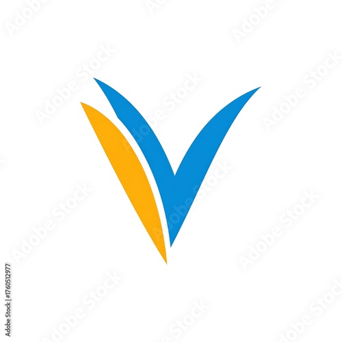 Abstract V-shaped logo design with vibrant blue and yellow colors, symbolizing growth and innovation. Free Download Abstract V-shaped logo design with vibrant blue and yellow colors, symbolizing growth and innovation. - GFXLoad