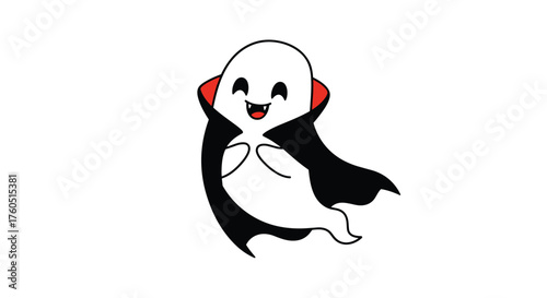 This cute ghost is dressed up as a vampire for Halloween.