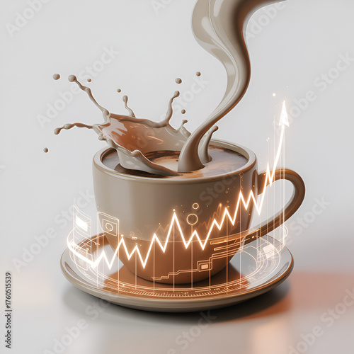 Rising fortunes with every cup a morning brew igniting growth and prosperity with augmented reality