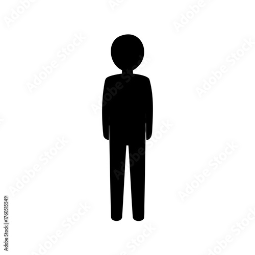 Silhouette of a person standing against a white background, minimalist representation