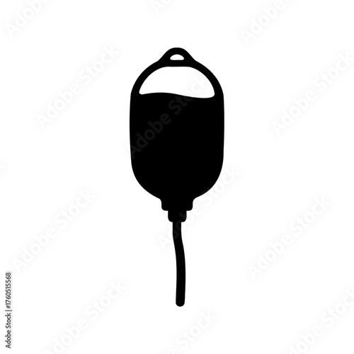 Simple Icon of an Intravenous Drip Bag in Solid Black