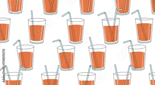 A repeating pattern of iced tea drinks with straws.