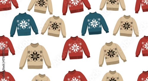 Cozy knit sweaters with festive snowflake patterns perfect for winter days.