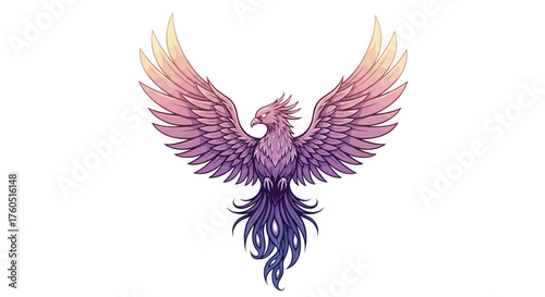 Majestic phoenix rising with vibrant wings, a symbol of rebirth and strength perfect for fantasy art, gaming designs, and compelling branding projects