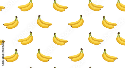 A repeating pattern of yellow bananas on a white background.