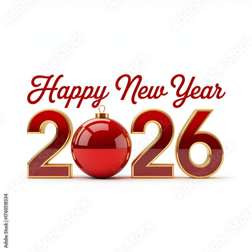 Welcoming Happy New Year 2026 with hope symbolized by a gleaming red ornament festive cheer in