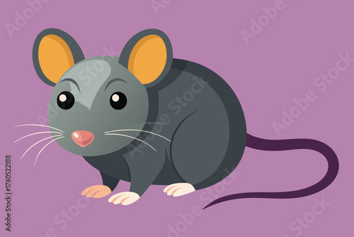 Cute Cartoon Rat Illustration – Adorable Gray Rodent Character Artwork