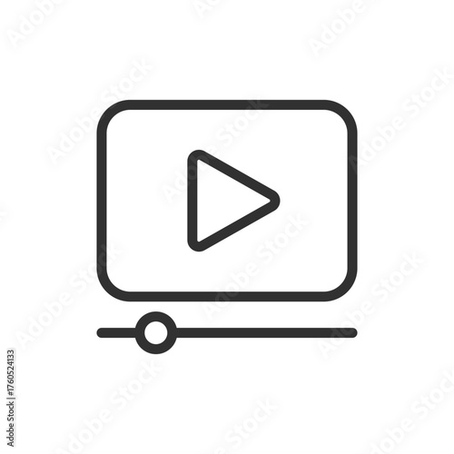 Video player window, linear icon. Media playback and online streaming. Line with editable stroke