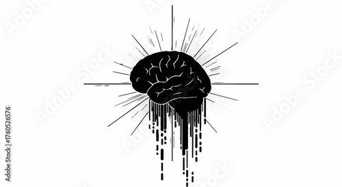 Abstract illustration of a melting brain symbolizing mental exhaustion and creative block.