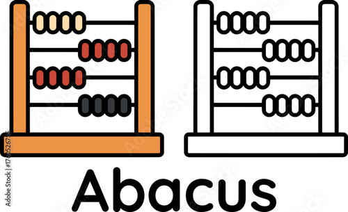 Flat vector of colorful and outline abacus for kids, clean bold educational design