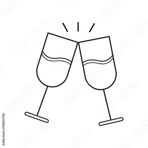 Minimal Cheers Wine Glass Icon for Celebration and Party Design
