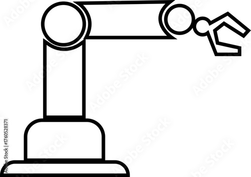 Robotic Arm Icon and Industrial Automation Vector of Mechanical Robot Hand, Factory Machine, Engineering Technology Symbol in Black Line Style