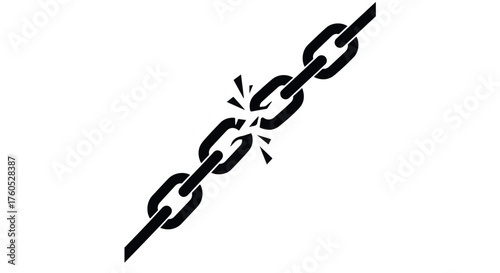 Broken chain link symbolizing failure, weakness, or a critical flaw.