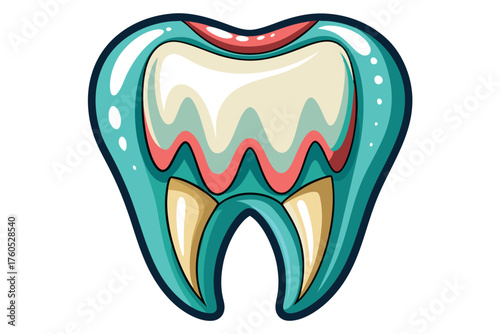 Colorful Cartoon Tooth Icon – Creative Dental Illustration with Bold Design
