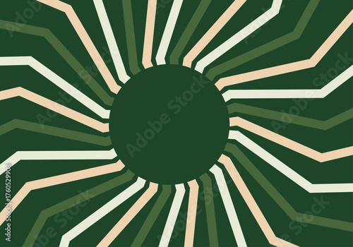 Fondo de barras en blancas, naranjas y verdes girando en fondo verde