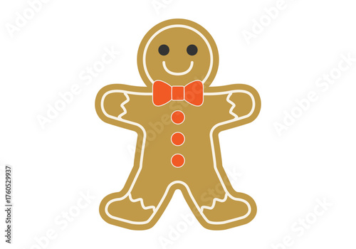 Galleta de jengibre con lazo rojo navideño