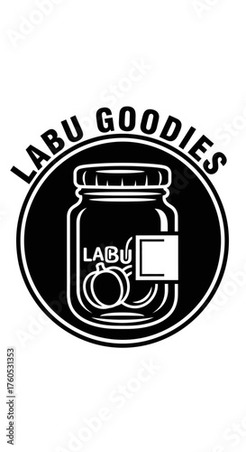 Labu Goodies Logo Featuring a Jar with Fruit.
