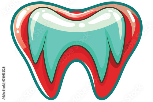 Colorful Cartoon Tooth Icon – Creative Dental Illustration with Bold Design