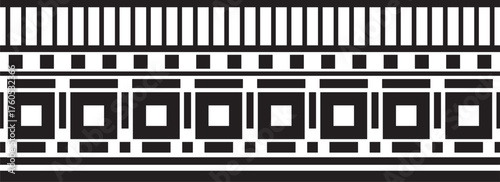 Vector endless Assyrian black monochrome ornament. Seamless border, Mesopatamia frame. Pattern of the ancient East.