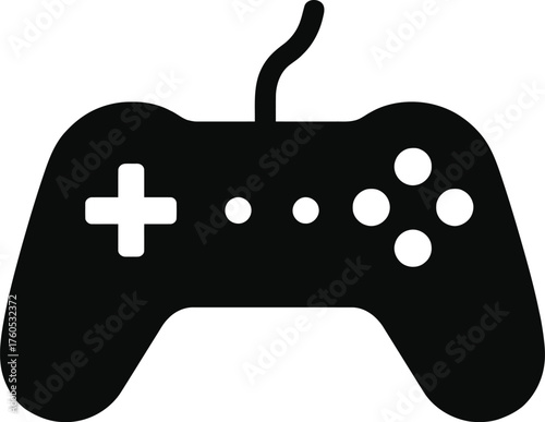 Video Game Controller Icon, Gaming Joystick Silhouette