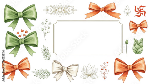 Festive ribbon bows and decorative elements for a special occasion