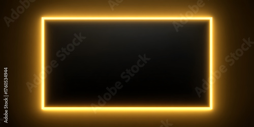 Wallpaper Mural Golden rectangular neon frame on a dark background, modern minimal design. Torontodigital.ca