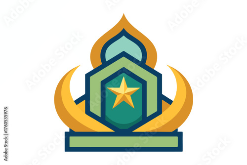Modern Emblem Badge Logo with Star and Decorative Shapes