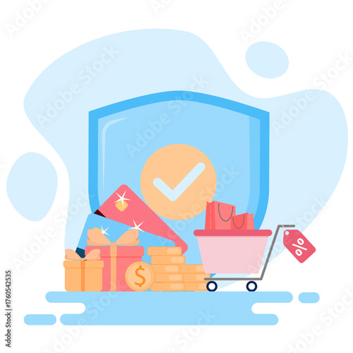 Illustration of consumer purchasing security in transactions.